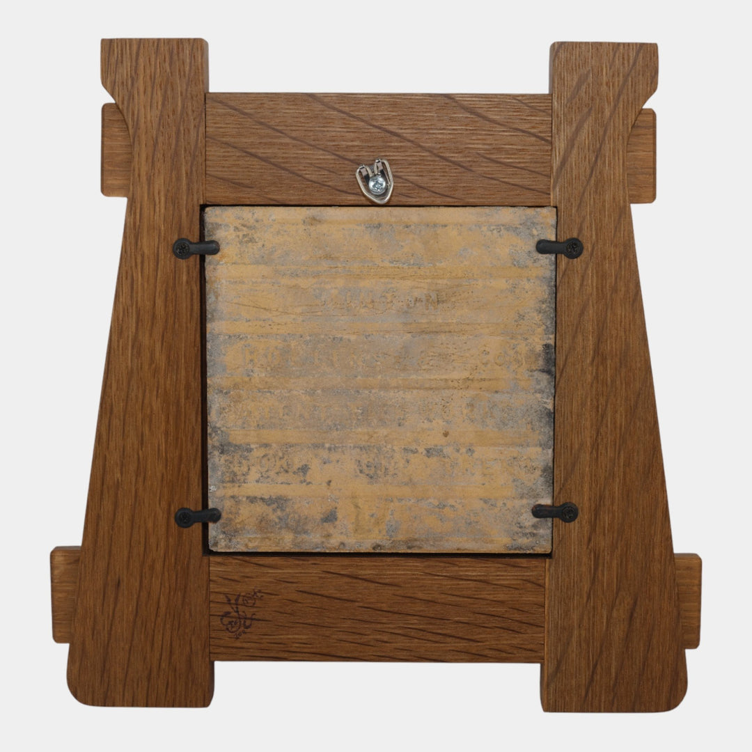 Minton Hollins Late 1800s English Green Majolica Fishermen Framed Tile