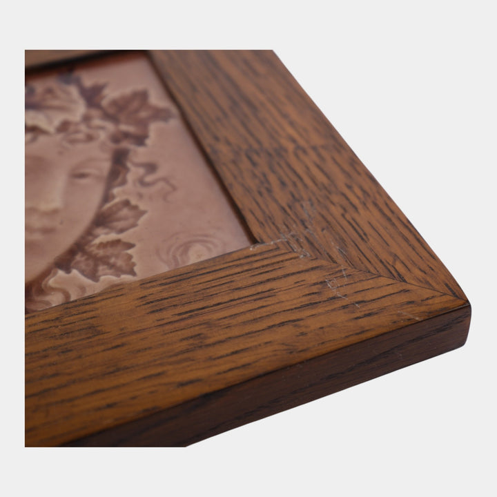 Trent New Jersey Art Pottery Woman In Mauve Four Seasons Framed Ceramic Tile