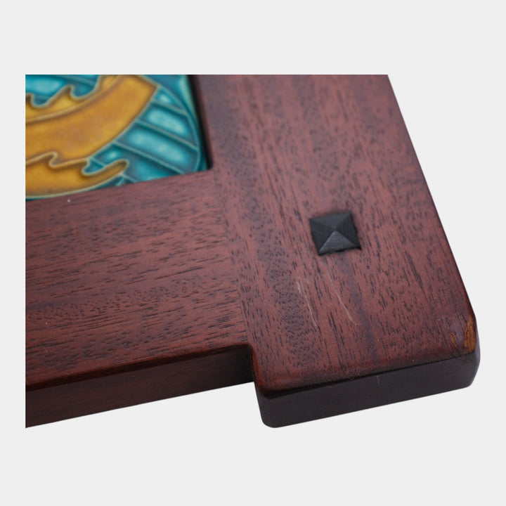 Motawi Tileworks Hand Made Art Pottery Orange Stylized Fish Framed Tile