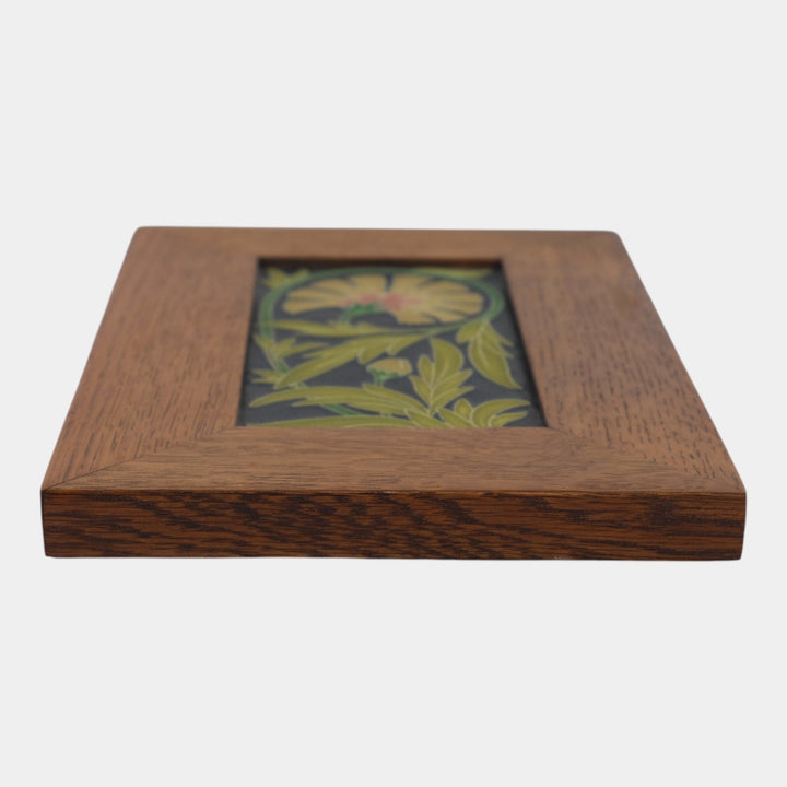 Motawi Tileworks Hand Made Art Pottery Floral Carnation Framed Ceramic Tile