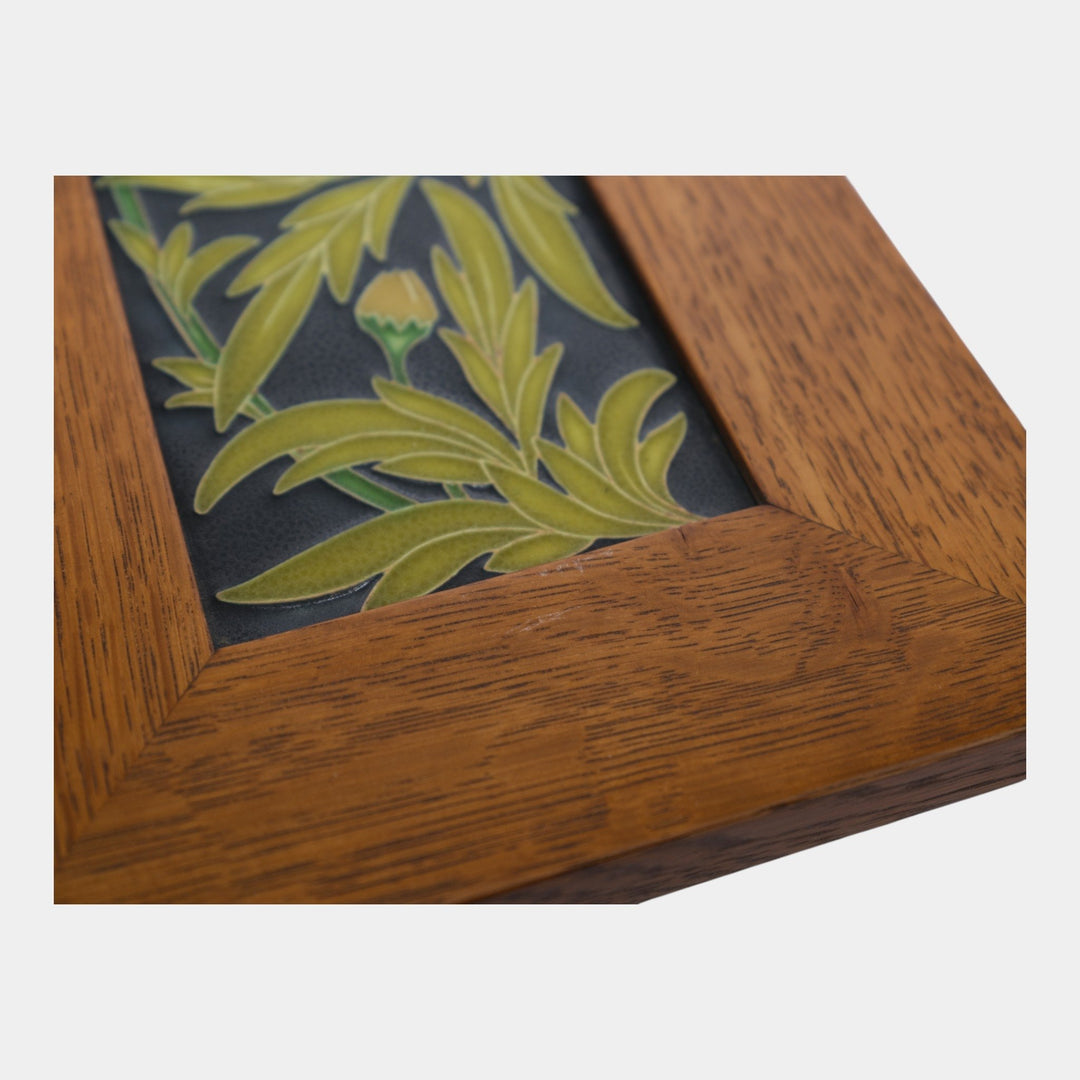 Motawi Tileworks Hand Made Art Pottery Floral Carnation Framed Ceramic Tile