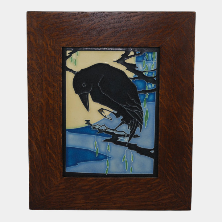Motawi Tileworks Hand Made Art Pottery Moonlit Black Raven Framed Tile