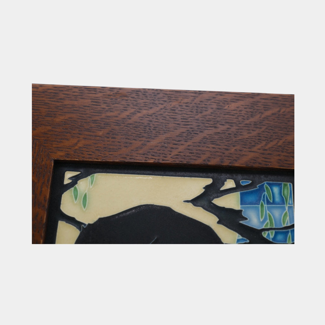 Motawi Tileworks Hand Made Art Pottery Moonlit Black Raven Framed Tile