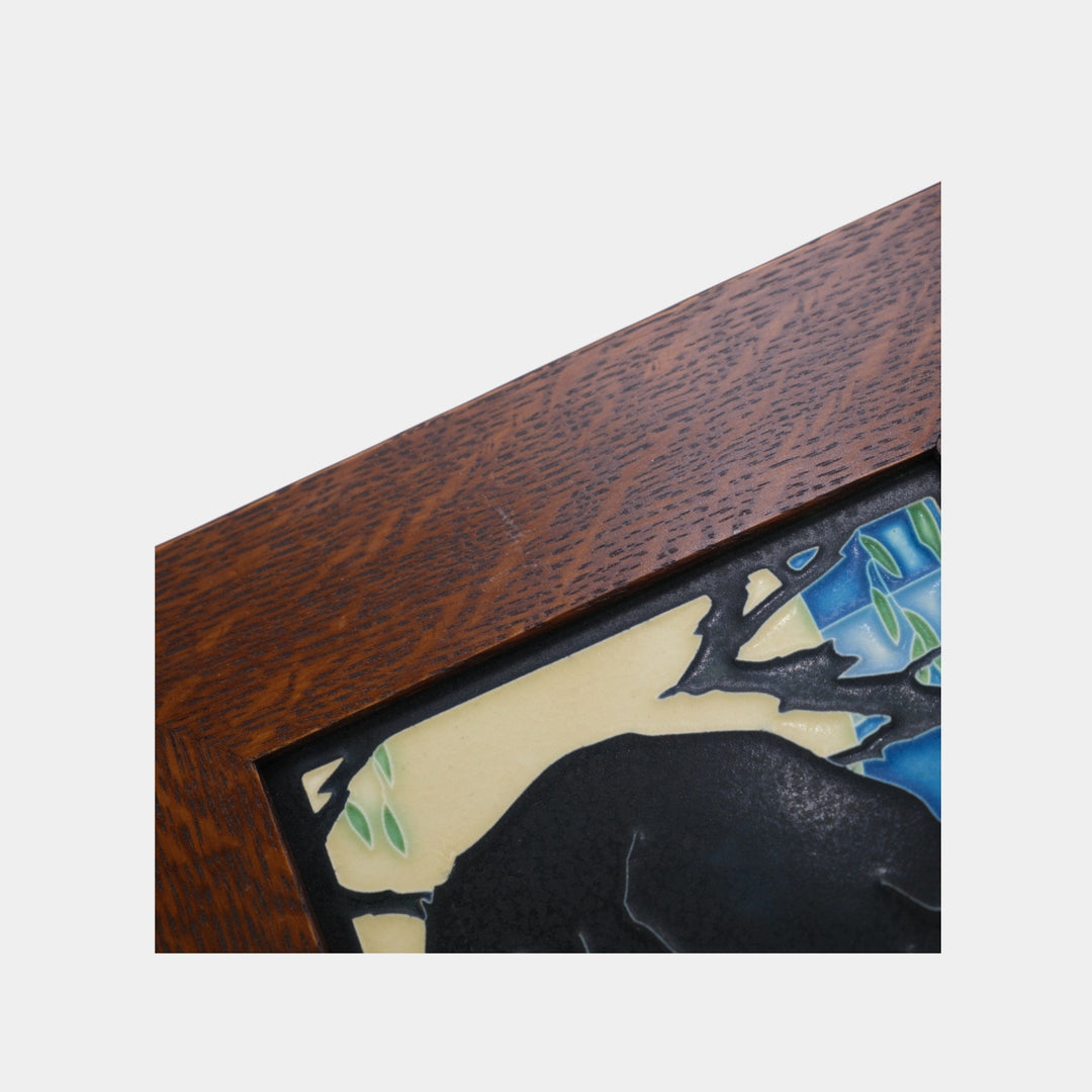 Motawi Tileworks Hand Made Art Pottery Moonlit Black Raven Framed Tile