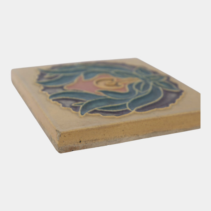 Rookwood Art Pottery Faience Arts And Crafts Floral Four Color Tile 1740Y