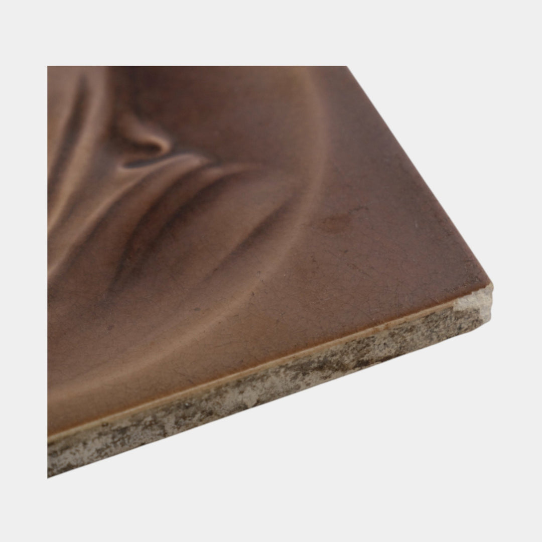 Kensington Art Tile Co 1880s Brown Majolica Old Man Portrait Ceramic Tile