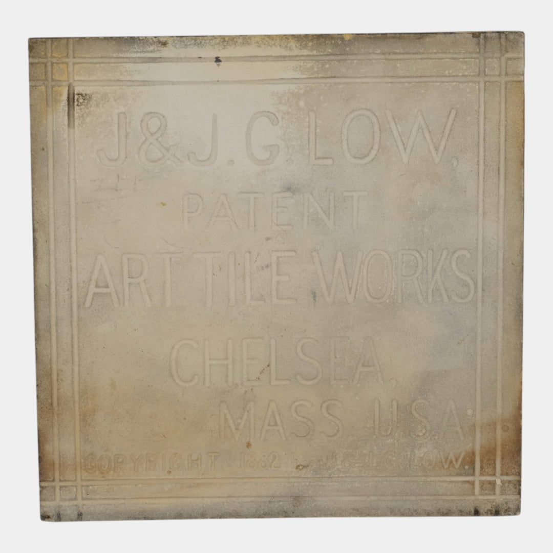 J And JG Low Art Tile Works Art Pottery Brown Majolica Old Man Portrait Tile