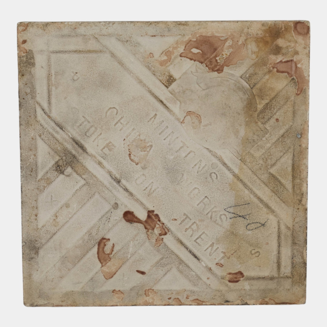 Minton Tiles Stoke On Trent 19th C. Red Majolica Mercury Portrait Ceramic Tile