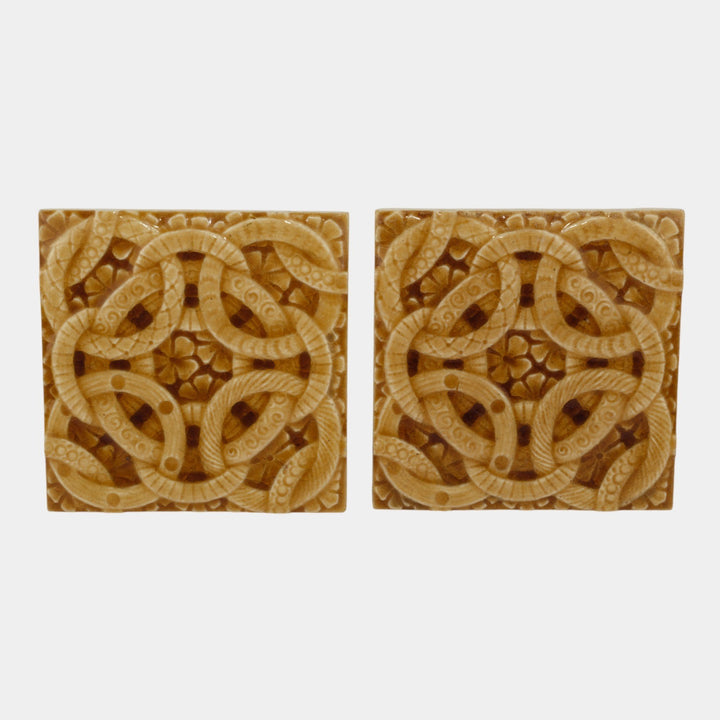 Providential Tile Works 1880s Art Pottery Brown Majolica Geometric Circles Tiles