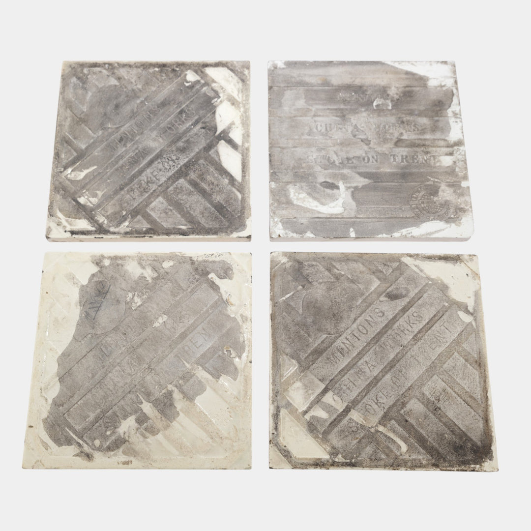 Minton China Works 1880s English Art Pottery Four Seasons Art Nouveau Tile Set