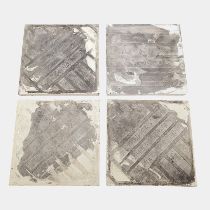 Minton China Works 1880s English Art Pottery Four Seasons Art Nouveau Tile Set