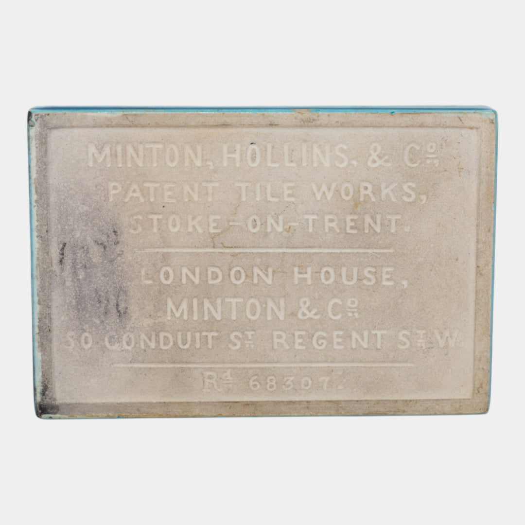 Minton Hollins 1887 Pottery Blue Queen Victoria Golden Jubilee Tile Paperweight