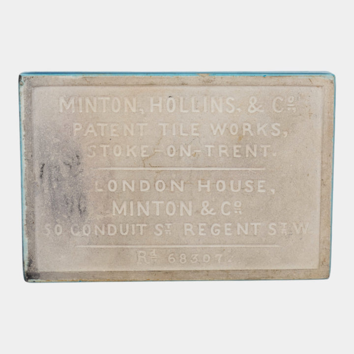 Minton Hollins 1887 Pottery Blue Queen Victoria Golden Jubilee Tile Paperweight