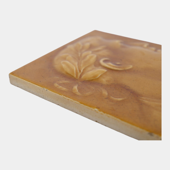 AETCO 1880s Art Pottery Brown Majolica Caesar Roman Portrait Ceramic Tile