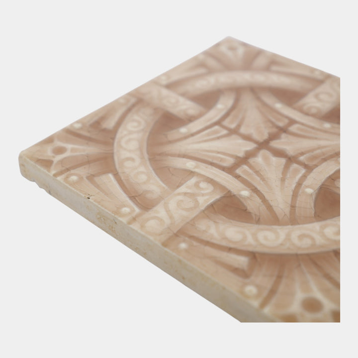 Providential Tile Works 1880s Art Pottery Brown Majolica Geometric Motif Tile