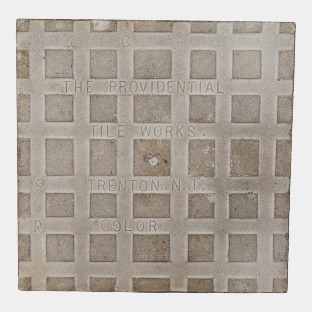 Providential Tile Works 1880s Art Pottery Green Majolica Portrait Ceramic Tile