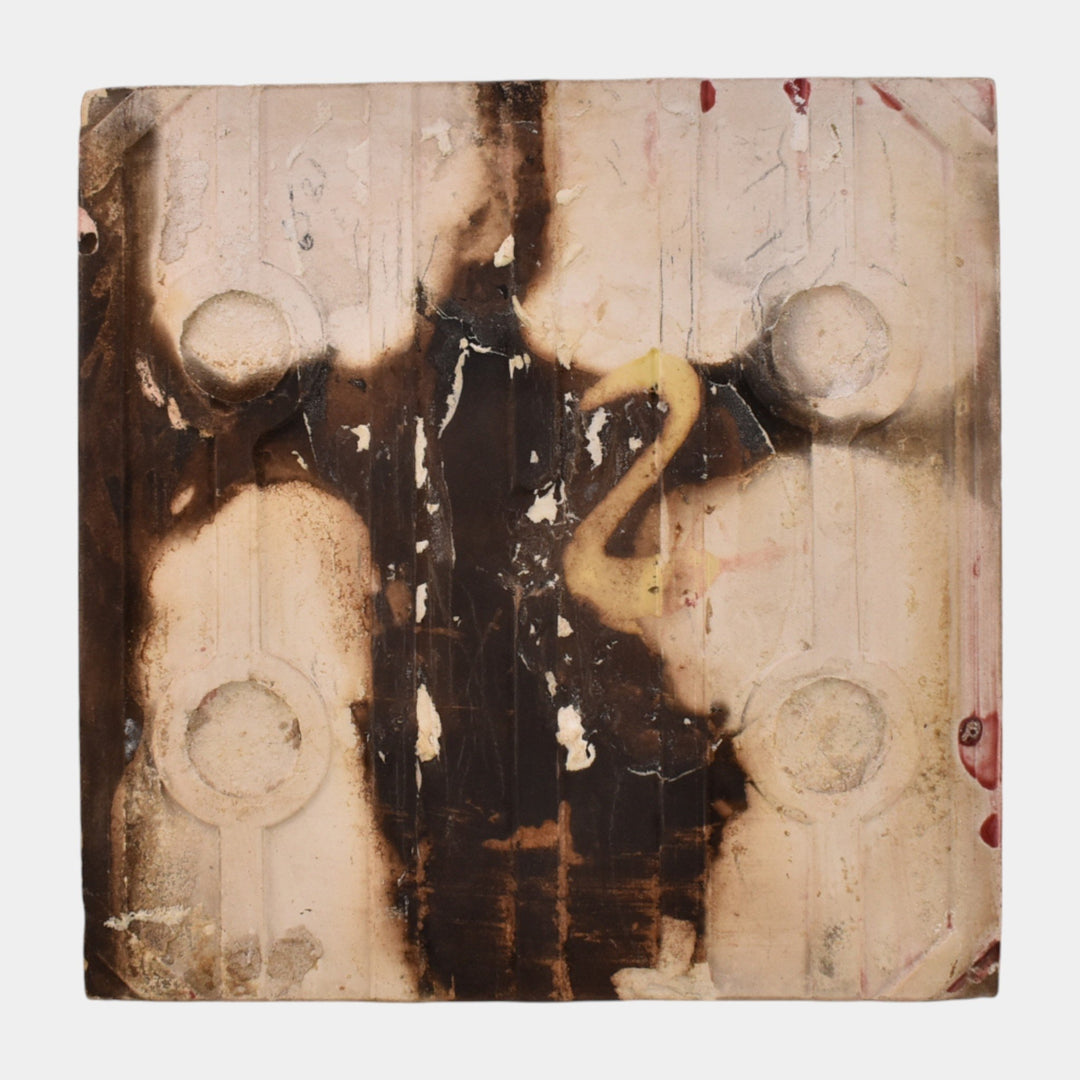 Corn Bros 1890s English Art Nouveau Red With Pink Lotus Art Pottery Tile