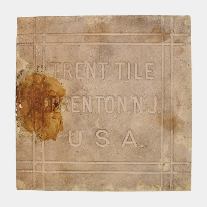 Trent Tile NJ Art Pottery Green Majolica Roman Warrior Profile Ceramic Tile