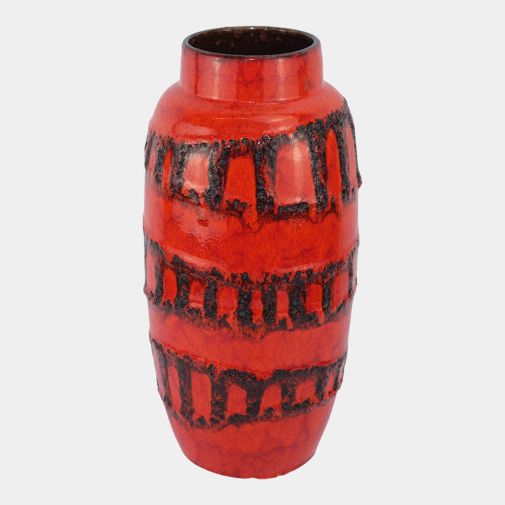 Scheurich West German Red Mid Century Fat Lava Glaze Ceramic Floor Vase 553-38