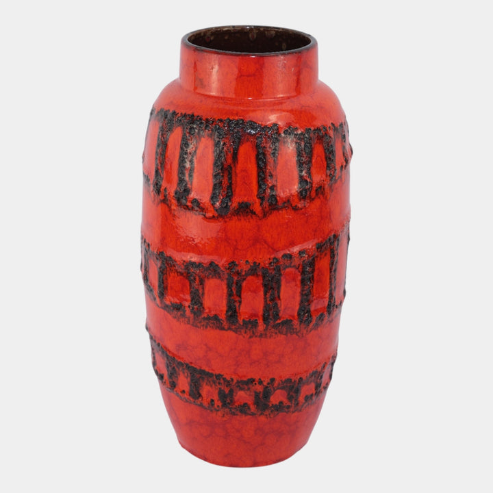 Scheurich West German Red Mid Century Fat Lava Glaze Ceramic Floor Vase 553-38