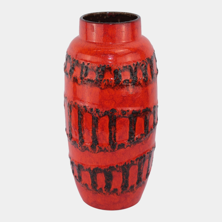 Scheurich West German Red Mid Century Fat Lava Glaze Ceramic Floor Vase 553-38