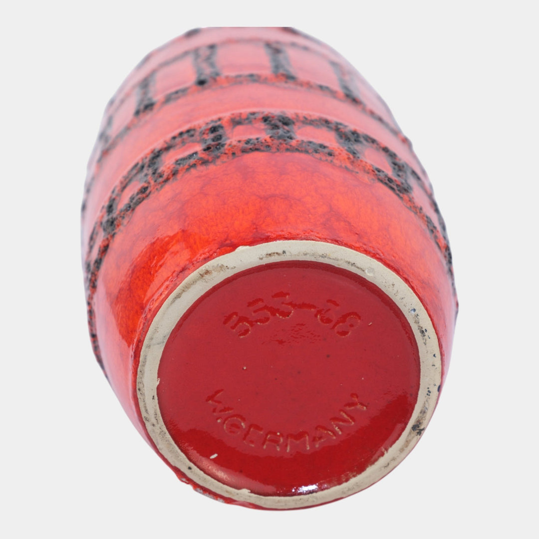 Scheurich West German Red Mid Century Fat Lava Glaze Ceramic Floor Vase 553-38