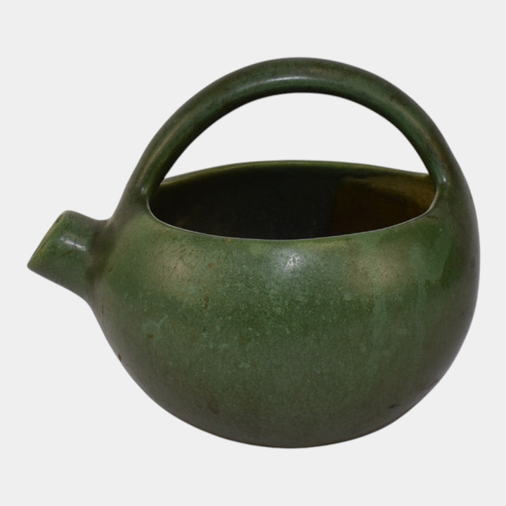 Hampshire Early 1900s Antique Arts And Crafts Pottery Matte Green Pitcher Teapot
