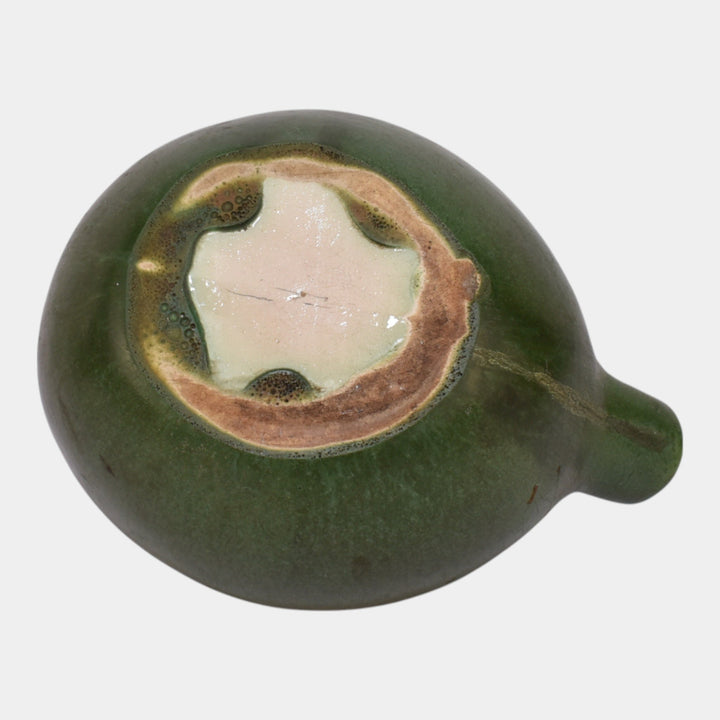 Hampshire Early 1900s Antique Arts And Crafts Pottery Matte Green Pitcher Teapot