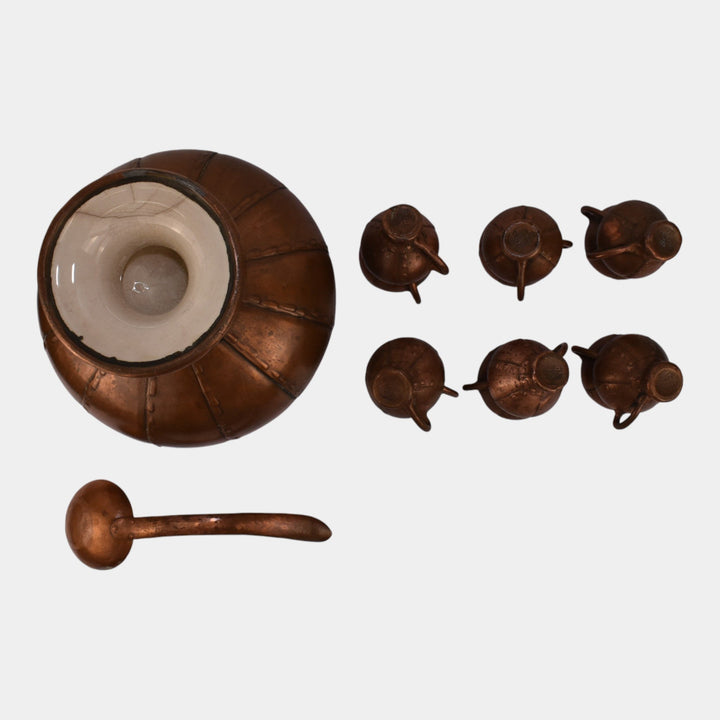Clewell Art Pottery Copper Clad Punch Bowl Set of 12 Cups and Copper Ladle
