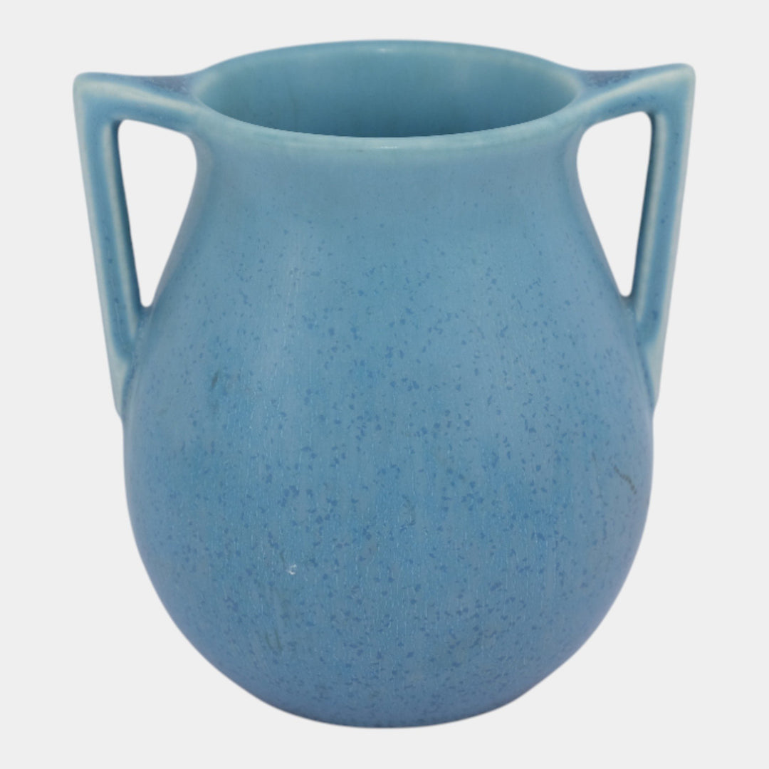 Rookwood Pottery 1920 Mottled Matte Blue Two Handled Arts And Crafts Vase 63