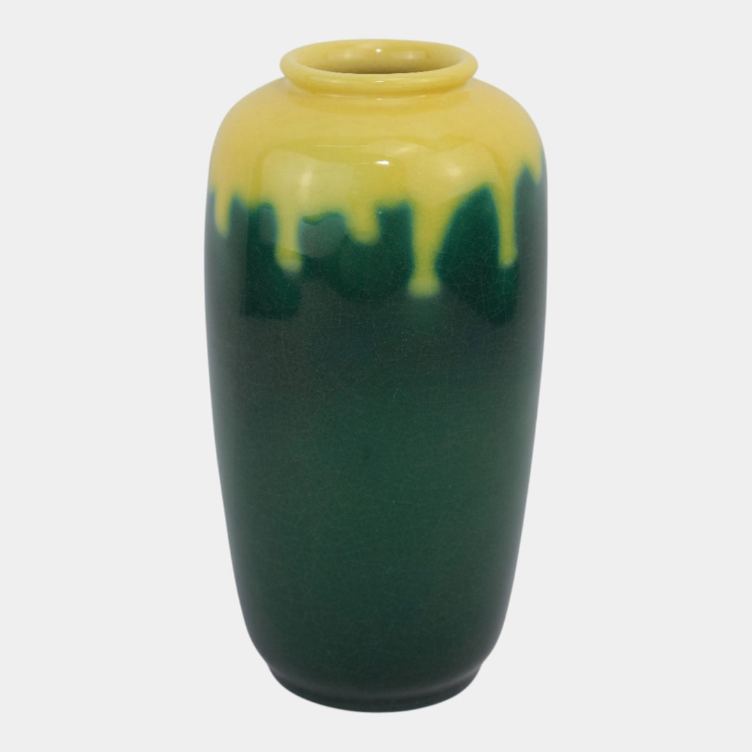 Rookwood 1949 Vintage Arts Deco Pottery Green Yellow Ceramic Vase 6644E