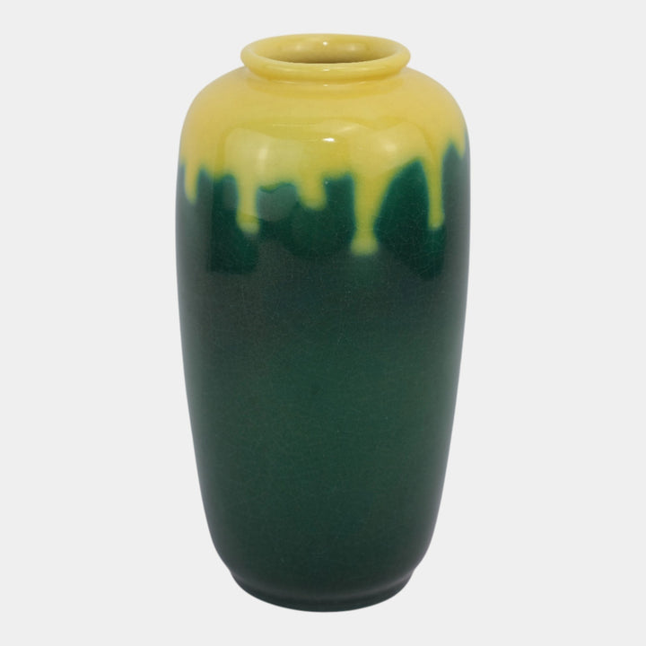 Rookwood 1949 Vintage Arts Deco Pottery Green Yellow Ceramic Vase 6644E