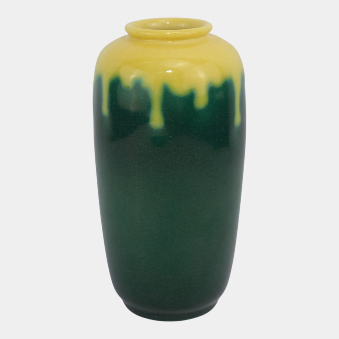 Rookwood 1949 Vintage Arts Deco Pottery Green Yellow Ceramic Vase 6644E