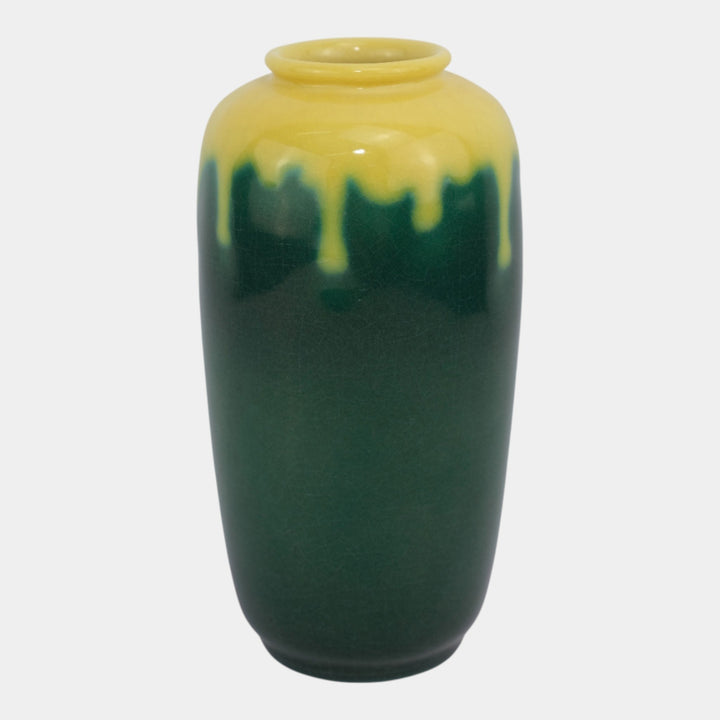 Rookwood 1949 Vintage Arts Deco Pottery Green Yellow Ceramic Vase 6644E