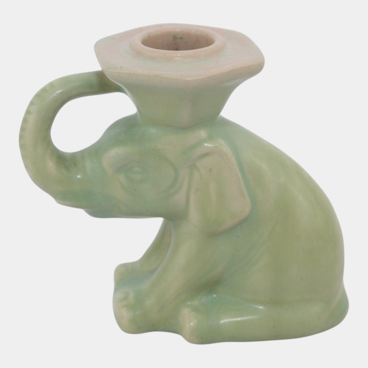 Rookwood 1929 Vintage Art Pottery Green Ceramic Elephant Candleholder 6059