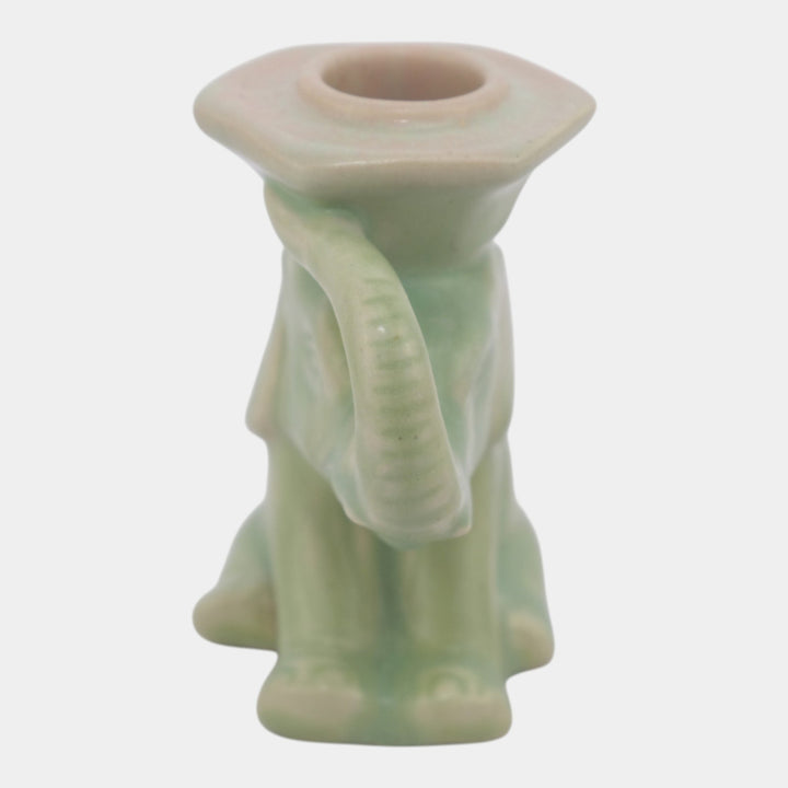Rookwood 1929 Vintage Art Pottery Green Ceramic Elephant Candleholder 6059