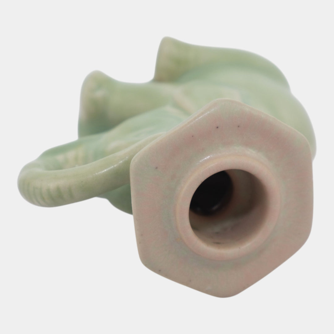 Rookwood 1929 Vintage Art Pottery Green Ceramic Elephant Candleholder 6059