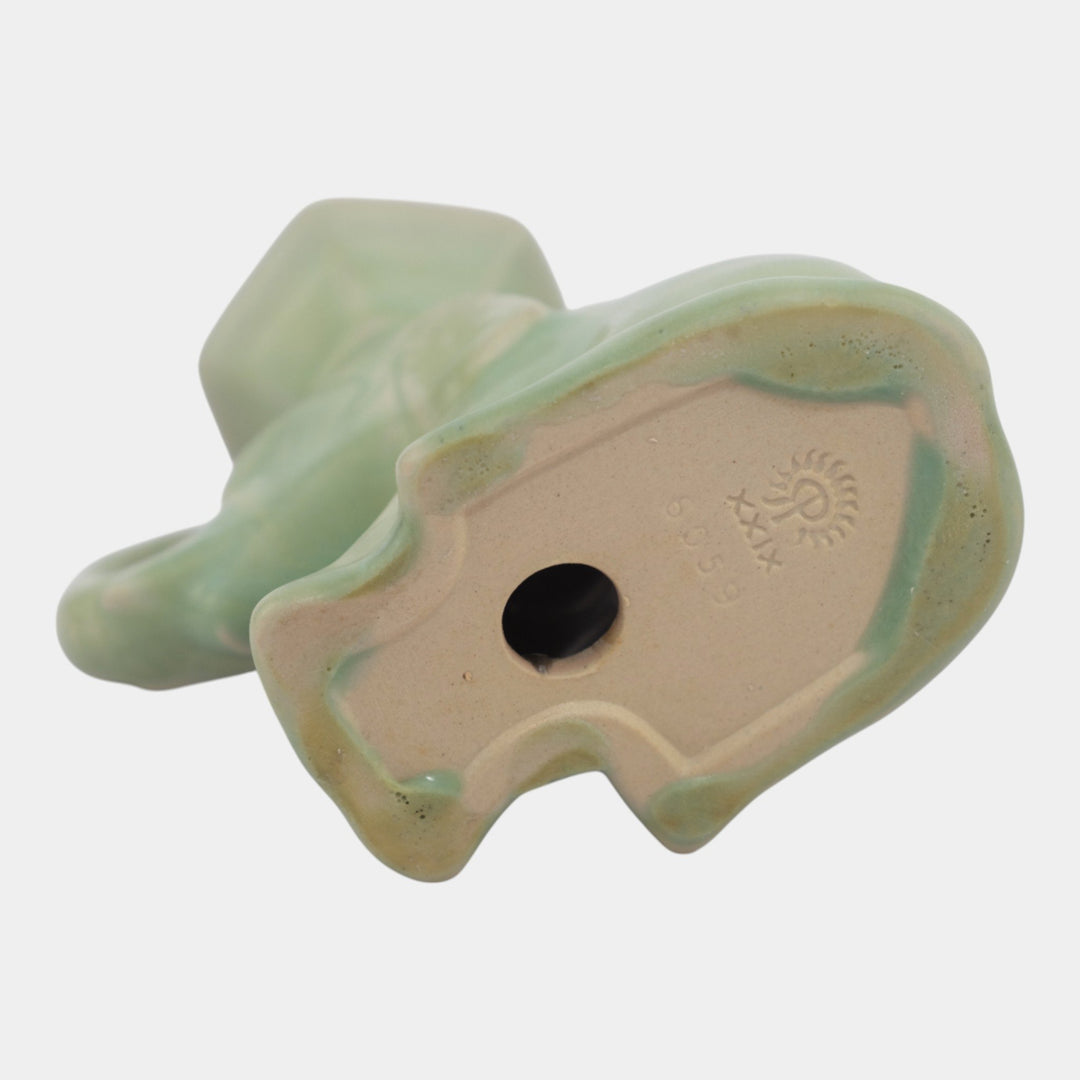 Rookwood 1929 Vintage Art Pottery Green Ceramic Elephant Candleholder 6059