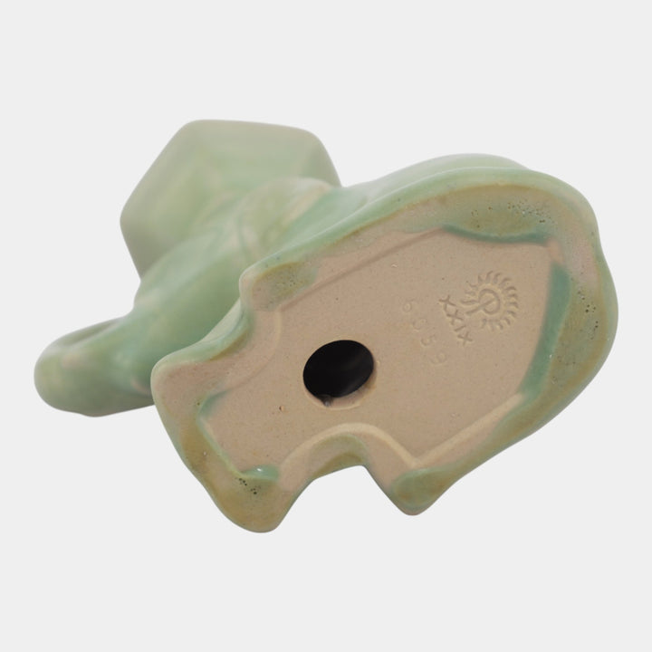 Rookwood 1929 Vintage Art Pottery Green Ceramic Elephant Candleholder 6059