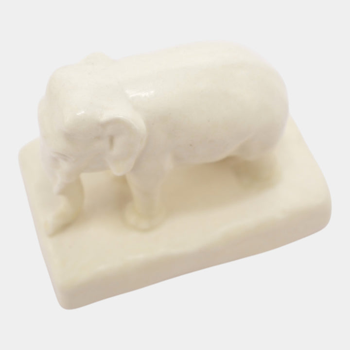 Rookwood 1927 Art Pottery Matte Ivory White Elephant Paperweight 2797 McDonald
