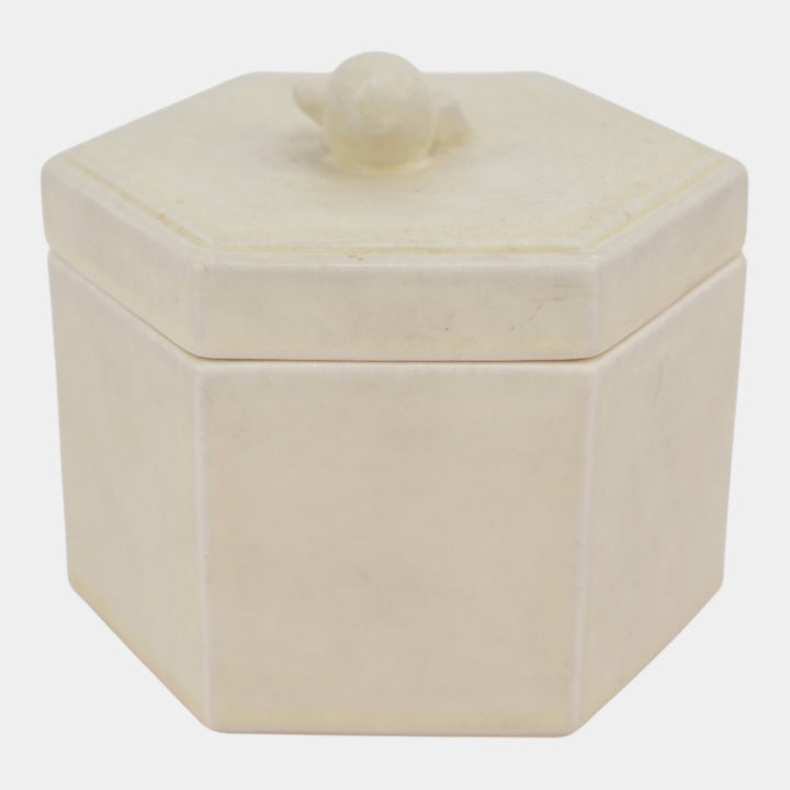 Rookwood 1925 Art Pottery White Arts And Crafts Acorn Finial Covered Jar 2795