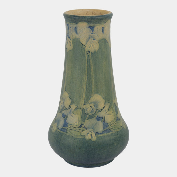 Newcomb College 1913 Vintage Arts and Crafts Pottery Green Floral Vase Bailey - Just Art Pottery