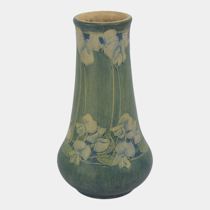 Newcomb College 1913 Vintage Arts and Crafts Pottery Green Floral Vase Bailey - Just Art Pottery