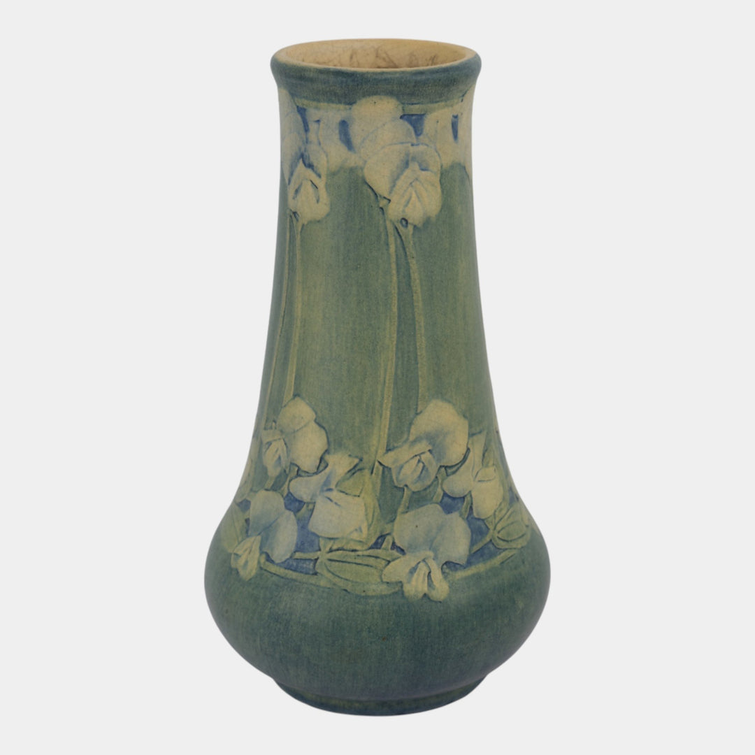 Newcomb College 1913 Vintage Arts and Crafts Pottery Green Floral Vase Bailey - Just Art Pottery