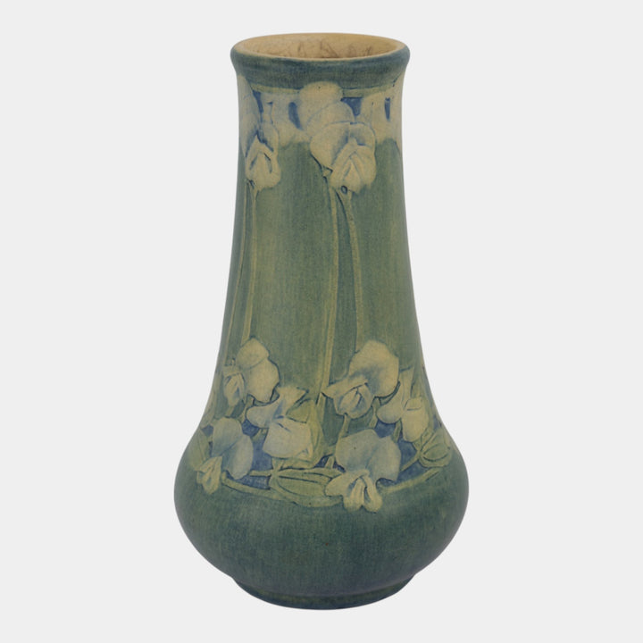 Newcomb College 1913 Vintage Arts and Crafts Pottery Green Floral Vase Bailey - Just Art Pottery