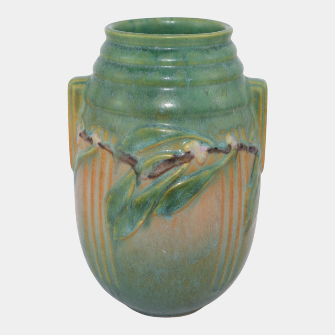 Roseville Laurel Green 1934 Vintage Arts And Crafts Pottery Ceramic Vase 670-7 - Just Art Pottery