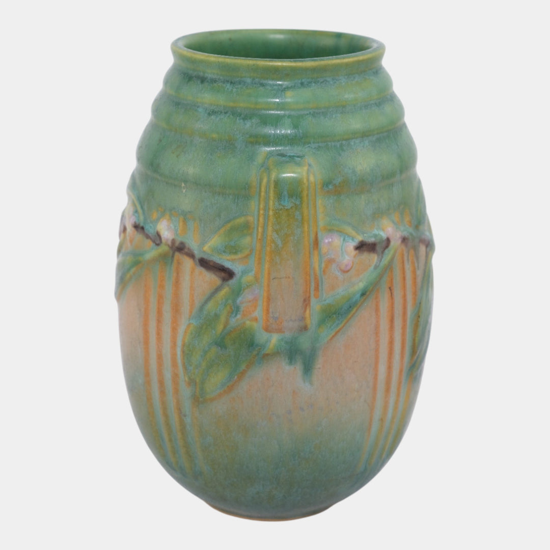 Roseville Laurel Green 1934 Vintage Arts And Crafts Pottery Ceramic Vase 670-7 - Just Art Pottery