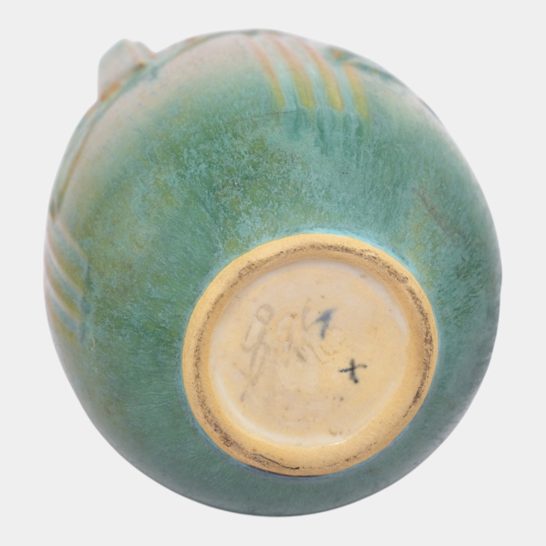 Roseville Laurel Green 1934 Vintage Arts And Crafts Pottery Ceramic Vase 670-7 - Just Art Pottery