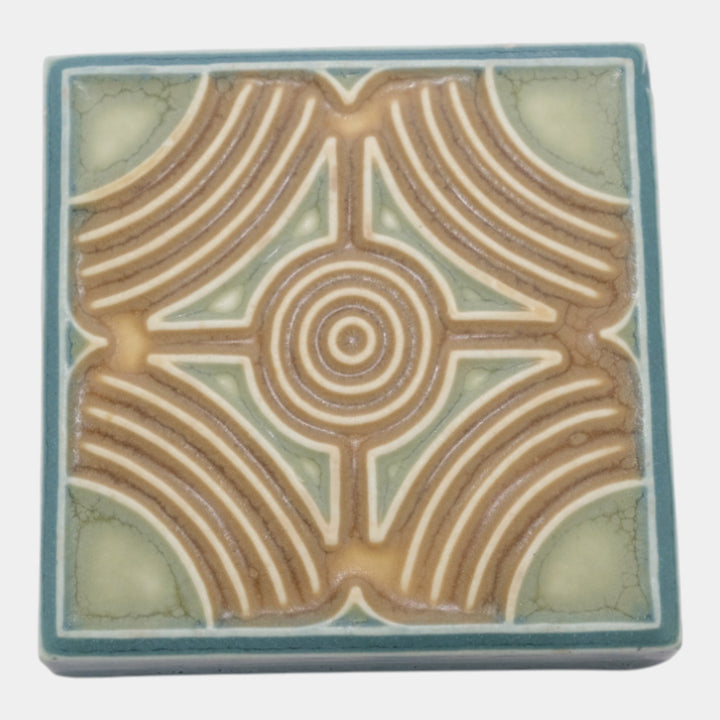 Rookwood 1918 Vintage Arts And Crafts Pottery Blue Ceramic Trivet Tile 3023