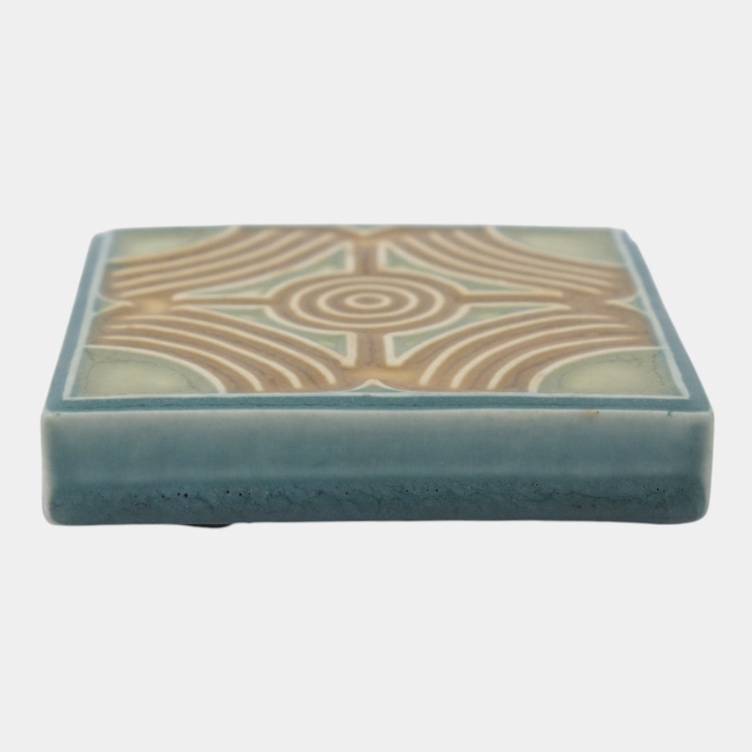 Rookwood 1918 Vintage Arts And Crafts Pottery Blue Ceramic Trivet Tile 3023